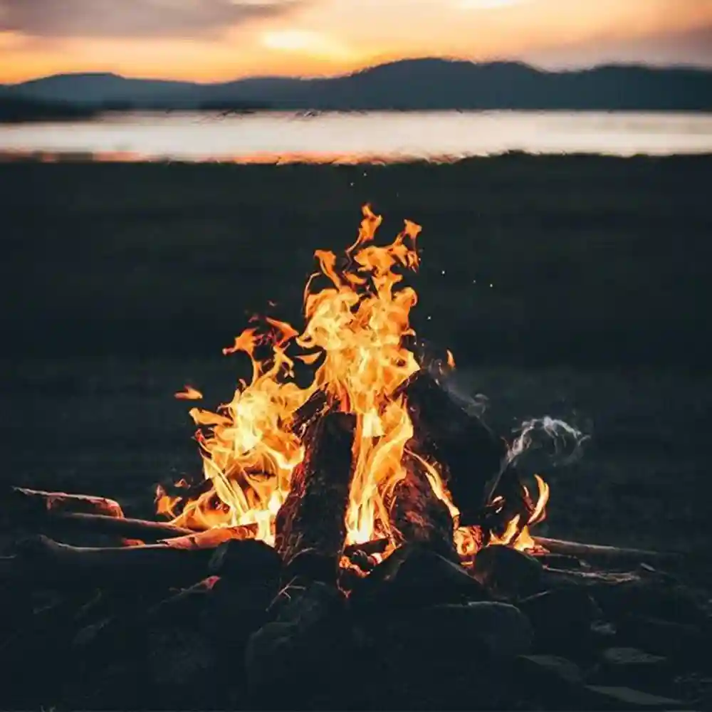 bonfire near sea